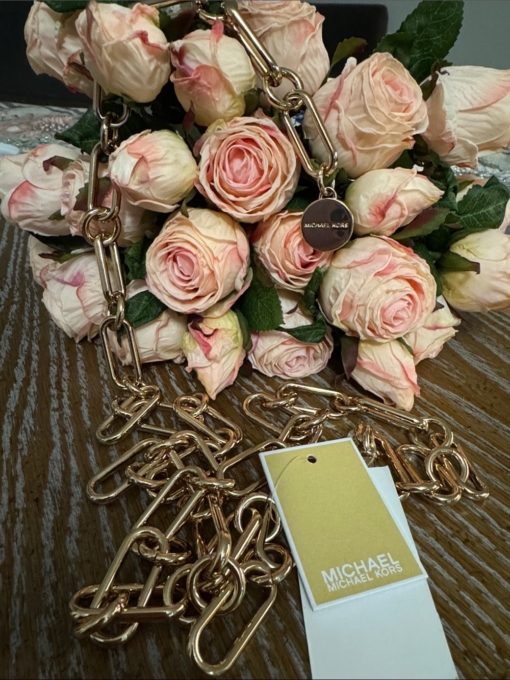 Michael Kors Gold Belt Link Necklace with gold Accents size S/M